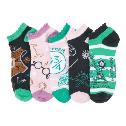 Picture of Harry Potter Icons Scalloped Edge 5 Pair Ankle Socks
