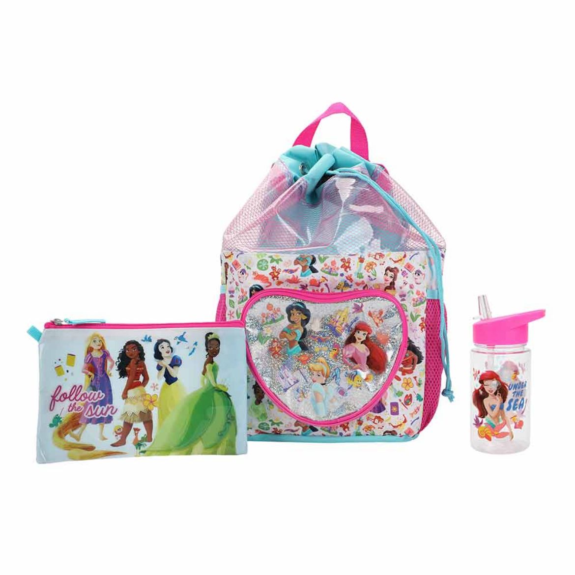Picture of Disney Princess 3 pc Youth Drawstring Backpack Set