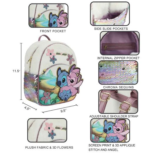 Picture of Disney Stitch & Angel 3D Applique Mini Backpack