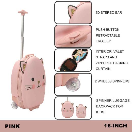 Picture of Little Me Cat 16 in. Youth Rolling Luggage & Mini Backpack