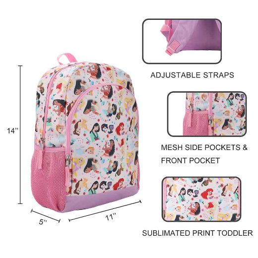 Picture of Disney Princess AOP 14 in. Youth Backpack