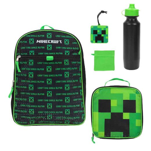 Picture of Minecraft Creeper Youth 5 pc Backpack Set