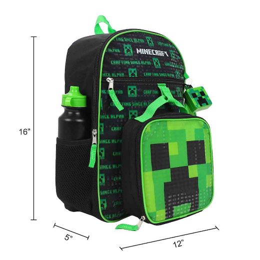 Picture of Minecraft Creeper Youth 5 pc Backpack Set