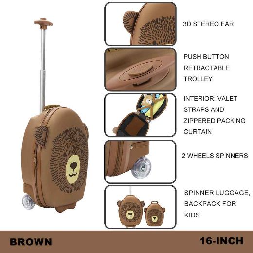 Picture of Little Me Bear 16 in. Youth Rolling Luggage & Mini Backpack