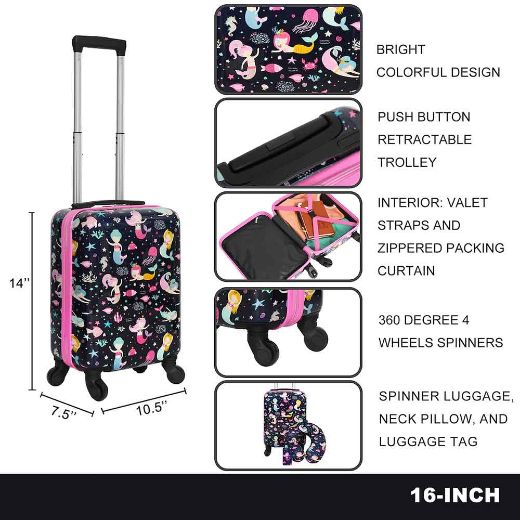 Picture of Viggio Mermaid 3 pc Youth Luggage Travel Set