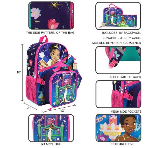 Picture of Disney The Princess and the Frog 5 pc Youth Backpack Set