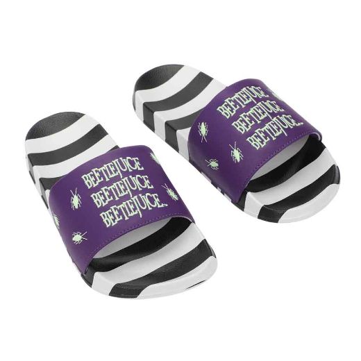 Picture of Beetlejuice Glow in the Dark Embroidered Slides