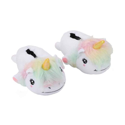 Picture of White Unicorn Youth 3D Plush Slippers