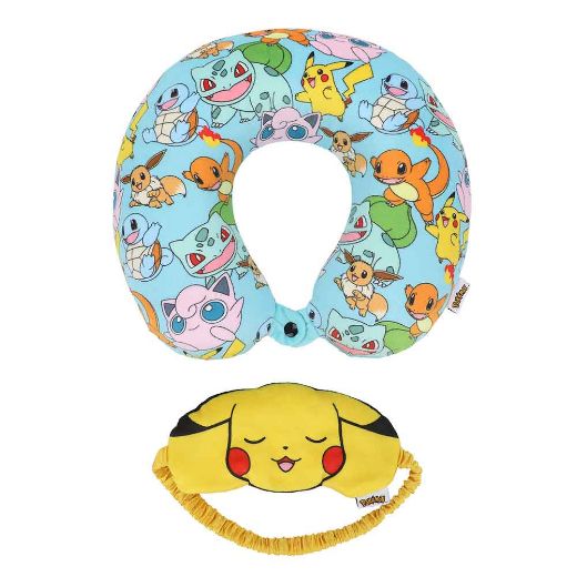 Picture of Pokemon Pikachu Neck Pillow & Eye Mask Travel Set