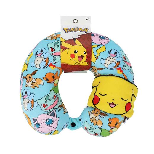 Picture of Pokemon Pikachu Neck Pillow & Eye Mask Travel Set